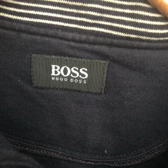 Hugo Boss Quarter Zip Navy Sweatshirt - Men’s Sz M - Picture 3 of 9